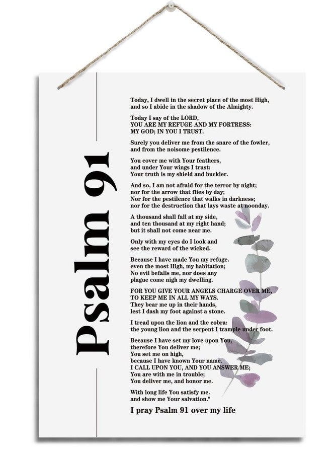 BQL Inspirational Wall Decor, Decorative Hanging Wood Signs, Wall Decor Art, Home Office Wall Decor Gift, Christian Scripture Wall Decor, Religious Hanging Sign, Psalms 91 Wall Art Sign - Image 1
